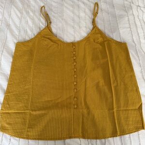 Mustard Yellow Striped Button Down Tank Top